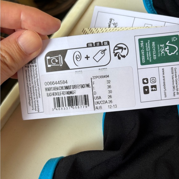 Arena Women's Black and Blue One Piece Swimsuit - Picture 6 of 9